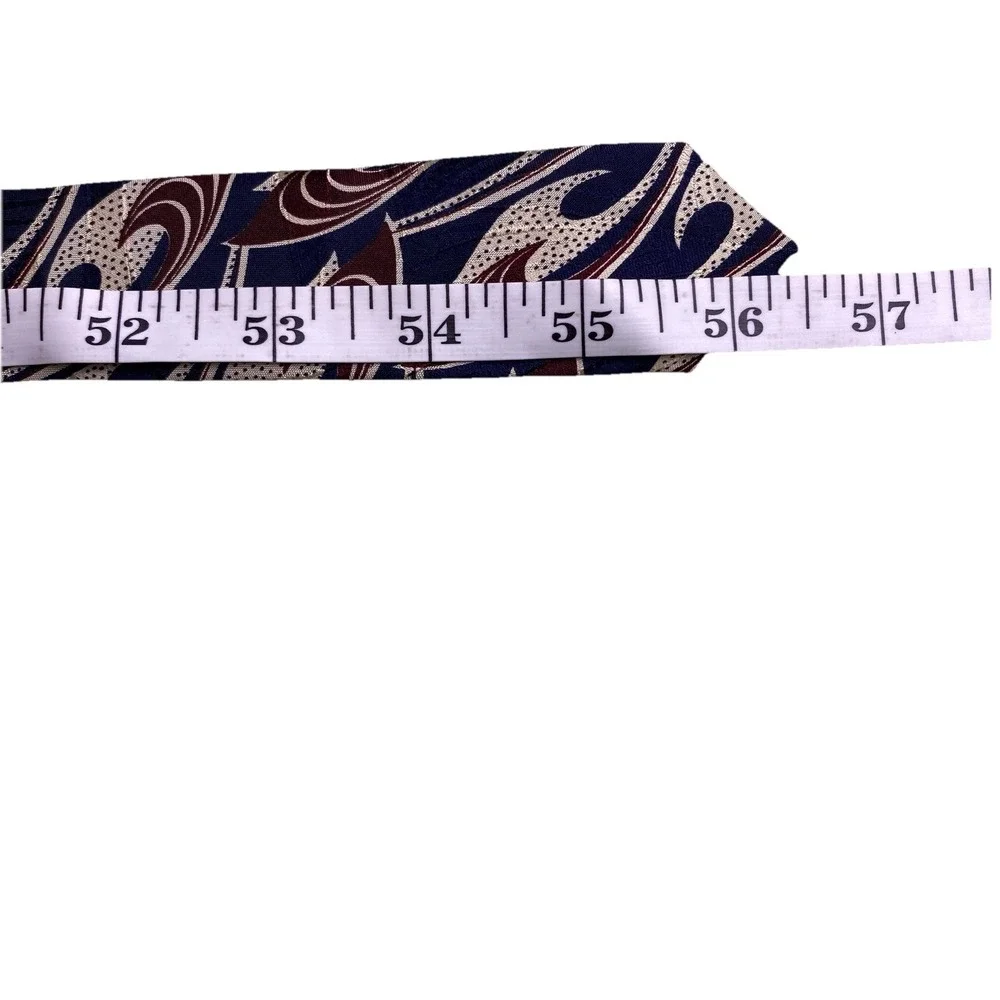 90s Abercrombie Fitch Tie 56.5x3.75 Silk Blue Red Cream Abstract USA Preppy